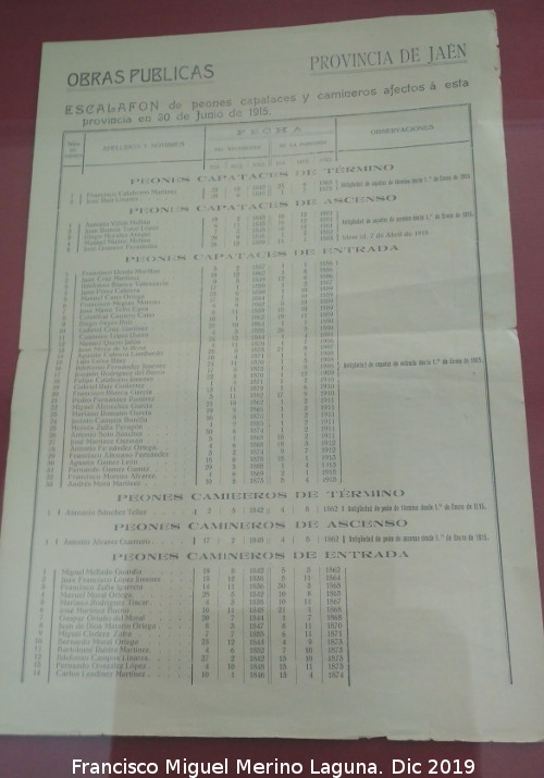 1915 - 1915. Peones camineros 1915. Coleccin de Francisco Rubio Aguilar