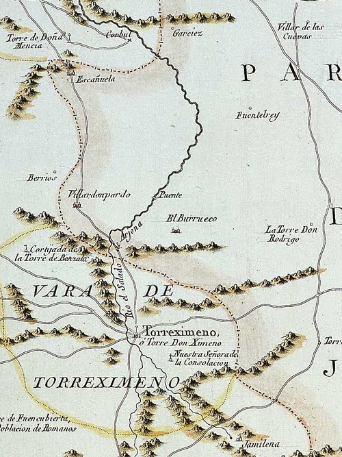 Aldea El Berrueco - Aldea El Berrueco. Mapa del Partido de Martos 1735