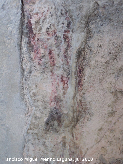 Pinturas rupestres de la Cueva Secreta Grupo II - Pinturas rupestres de la Cueva Secreta Grupo II. Pinturas a la derecha del antropomorfo gigante