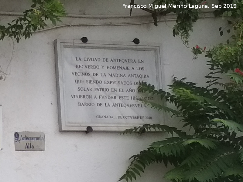 Barrio de la Antequeruela - Barrio de la Antequeruela. Placa