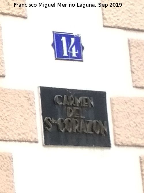 Carmen del Sagrado Corazn - Carmen del Sagrado Corazn. Placa