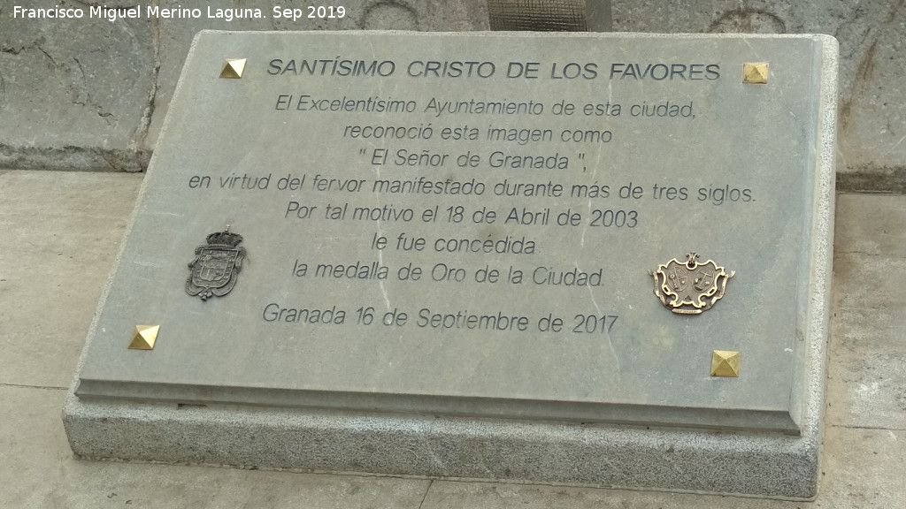 Cristo de los Favores - Cristo de los Favores. Placa