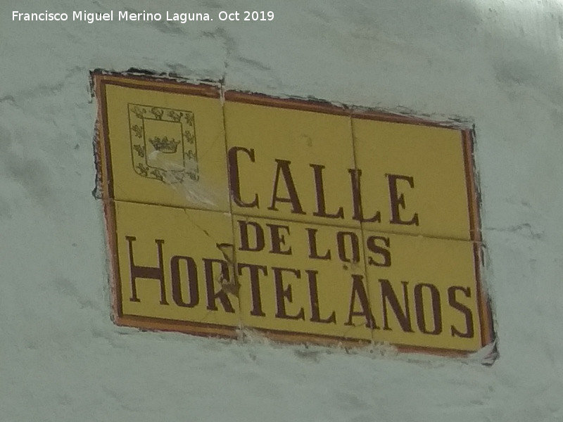 Calle de los Hortelanos - Calle de los Hortelanos. Placa