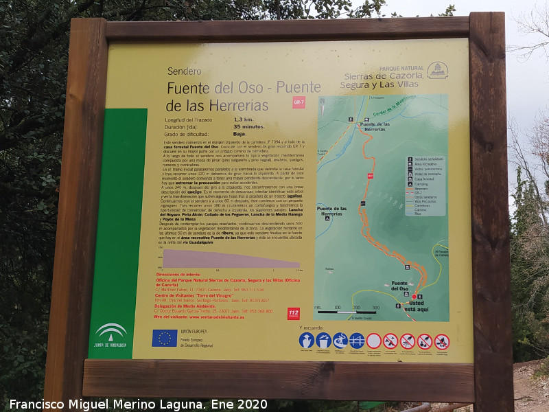 Sendero Fuente del Oso - Puente de las Herrer�as - Sendero Fuente del Oso - Puente de las Herrer�as. Cartel