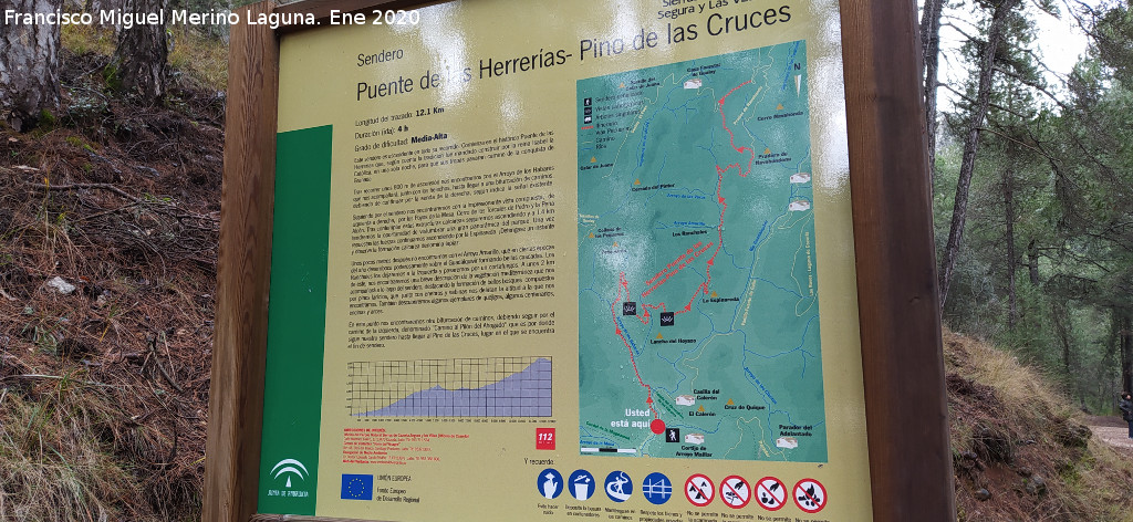 Sendero Puente de las Herrer�as - Pino de las Cruces - Sendero Puente de las Herrer�as - Pino de las Cruces. Cartel