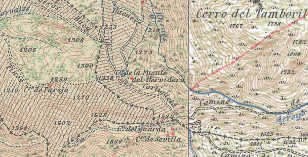 Cortijo de la Fuente del Hervidero - Cortijo de la Fuente del Hervidero. Mapa antiguo