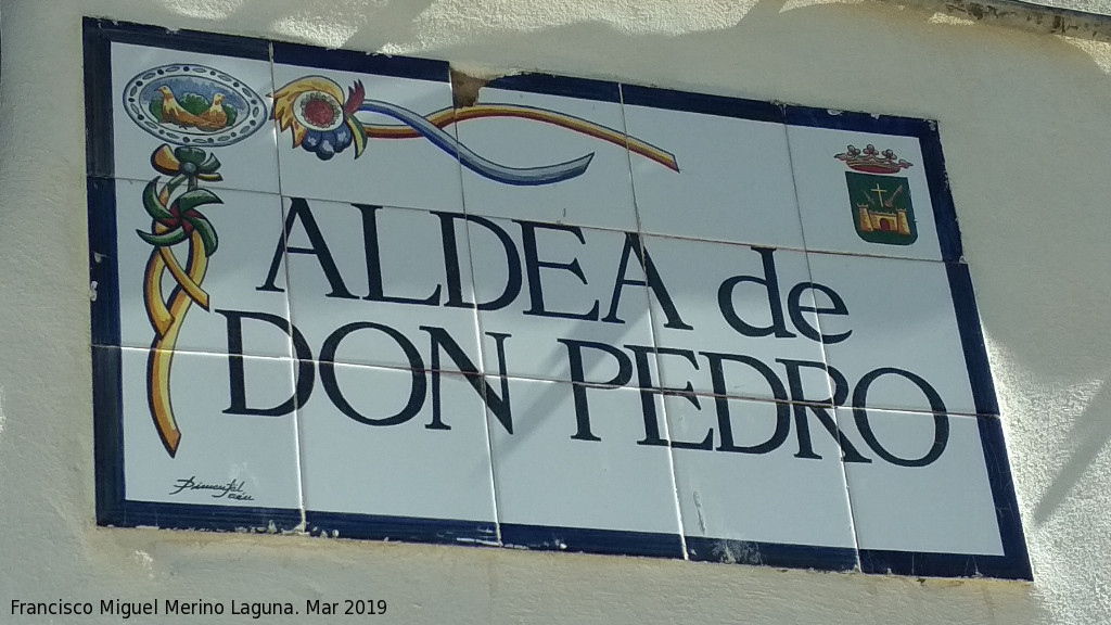 Aldea Don Pedro - Aldea Don Pedro. Placa