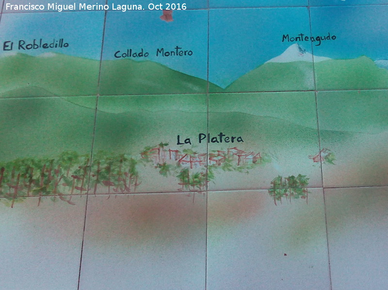 Aldea La Platera - Aldea La Platera. En el panel del Mirador Morra de los Canalejos