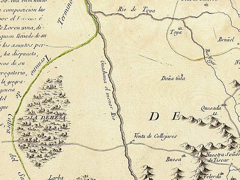 Ro Guadiana Menor - Ro Guadiana Menor. Mapa del Adelantamiento de Cazorla 1797