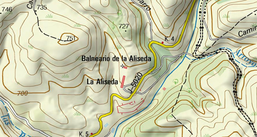 Balneario de la Aliseda - Balneario de la Aliseda. Mapa