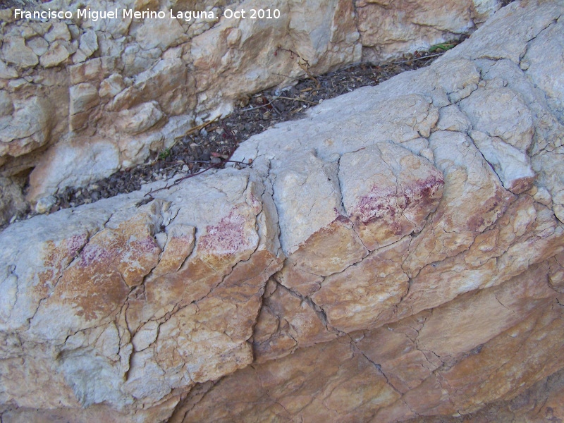 Pinturas rupestres de la Cueva del Plato grupo V - Pinturas rupestres de la Cueva del Plato grupo V. Restos de pintura