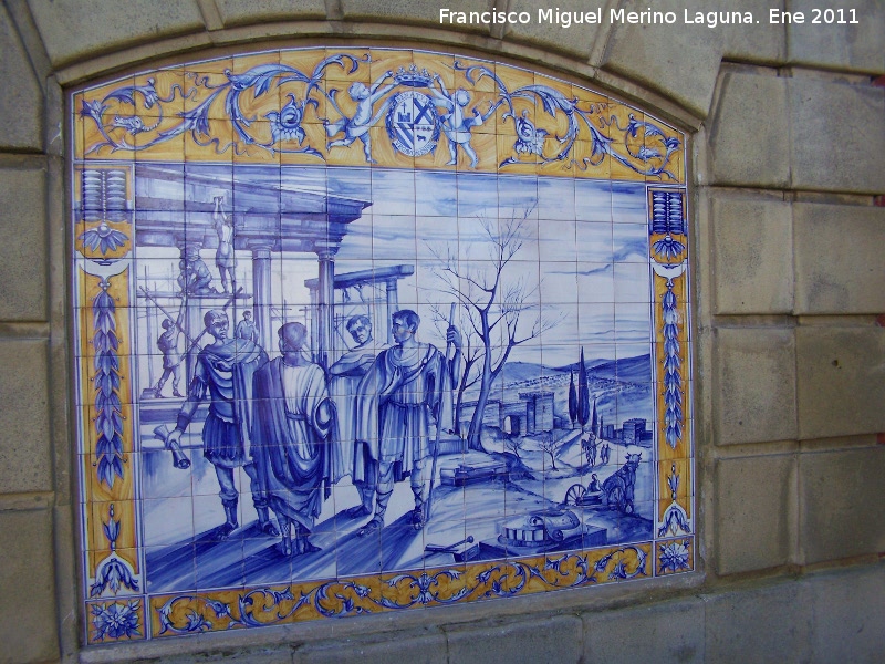 Plaza de la Constitucin - Plaza de la Constitucin. Azulejos de la construcin de Urgavo Alba