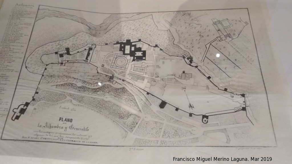 Alhambra - Alhambra. Plano de 1878 con estructuras que hoy ya no existen