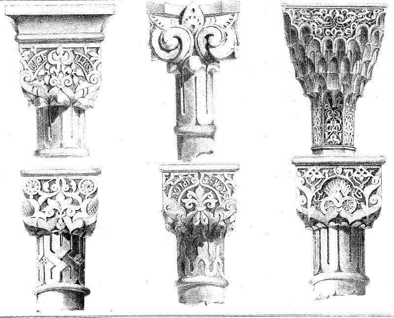 Alhambra - Alhambra. Capiteles. Dibujo de F. J. Parcerisa 1850