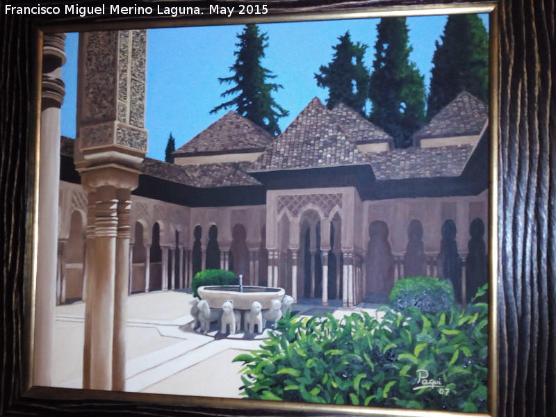 Alhambra. Patio de los Leones - Alhambra. Patio de los Leones. Cuadro de Paqui