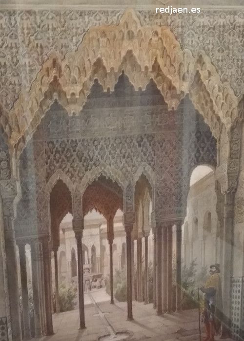 Alhambra. Patio de los Leones - Alhambra. Patio de los Leones. Dibujo antiguo. Casa de los Tiros