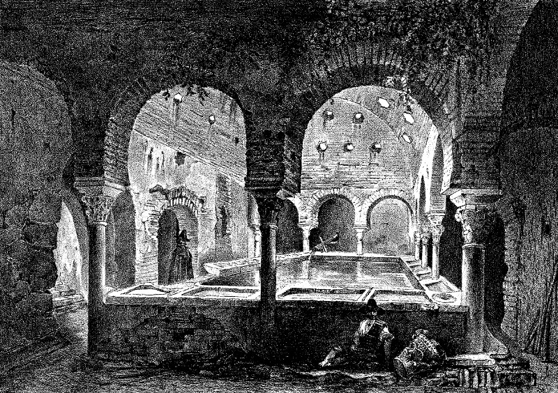 Alhambra. Baos Reales - Alhambra. Baos Reales. Baos rabes. Dibujo de F. J. Parcerisa 1850