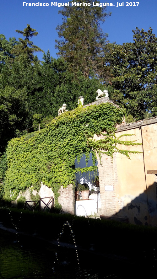 Generalife. Patio del Ciprs de la Sultana - Generalife. Patio del Ciprs de la Sultana. Puerta de los Leones y Escudo