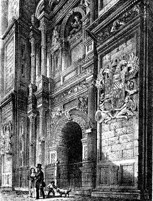 Catedral de Granada - Catedral de Granada. Puerta del Perdn. Dibujo de F. J. Parcerisa 1850