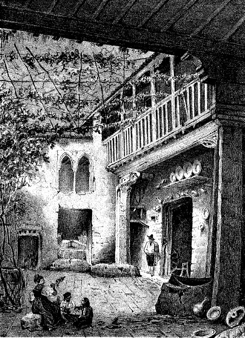 Albaicn - Albaicn. Casa rabe en el Albaicn. Dibujo de F. J. Parcerisa 1850