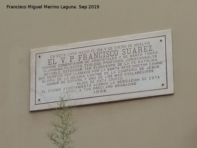 Casa del Padre Surez - Casa del Padre Surez. Placa