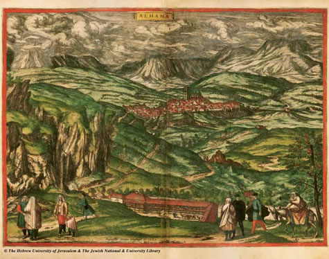 Historia de Alhama de Granada - Historia de Alhama de Granada. Grabado de la ciudad realizado por dos cartgrafos provenientes de los Pases Bajos: Hoefnagel (1564) y Wyngaerde