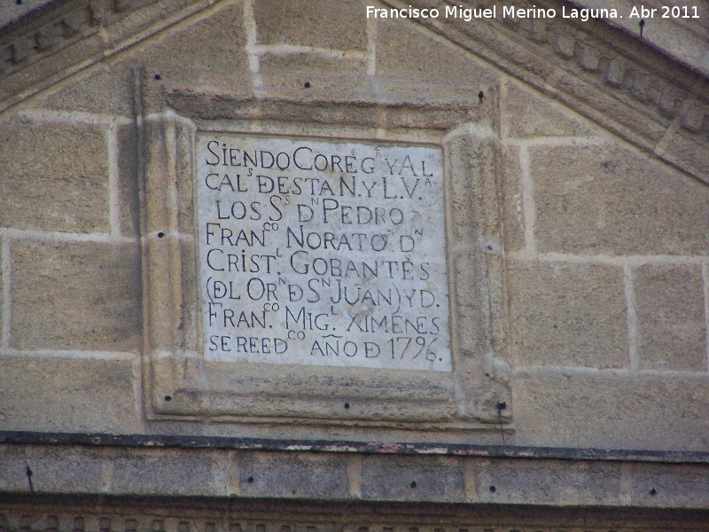 Arco de la Pastora - Arco de la Pastora. Inscripcin a la Plaza Cervantes