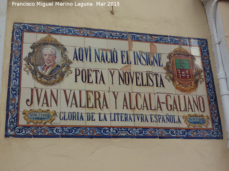 Casa de Don Juan Valera - Casa de Don Juan Valera. Placa