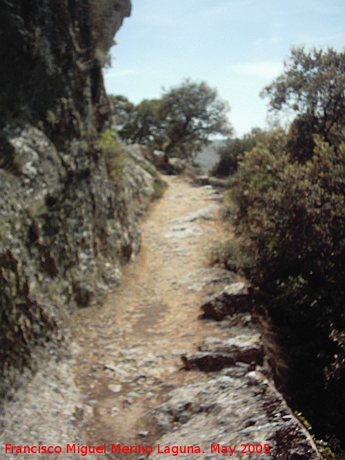Poblado visigodo de El Castelln - Poblado visigodo de El Castelln. Camino tallado en la roca