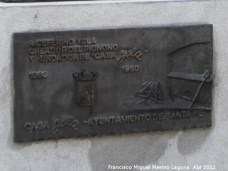 Monumento a Ceferino Ysla - Monumento a Ceferino Ysla. Placa