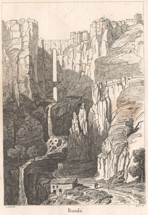 Puente Nuevo - Puente Nuevo. Grabado de James Allen 1834