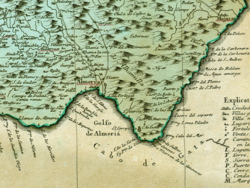 Historia de Santa Fe de Mondújar - Historia de Santa Fe de Mondújar. Mapa 1782