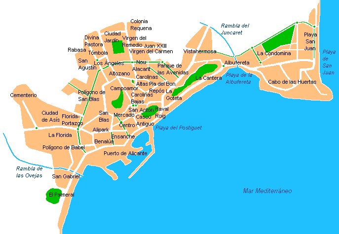 Alicante - Alicante. Barrios