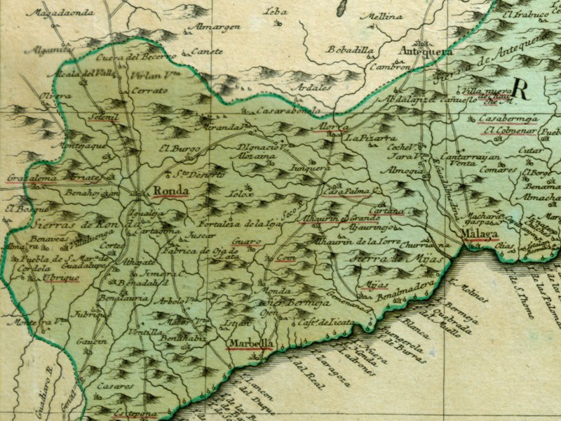 Historia de Setenil de las Bodegas - Historia de Setenil de las Bodegas. Mapa 1782