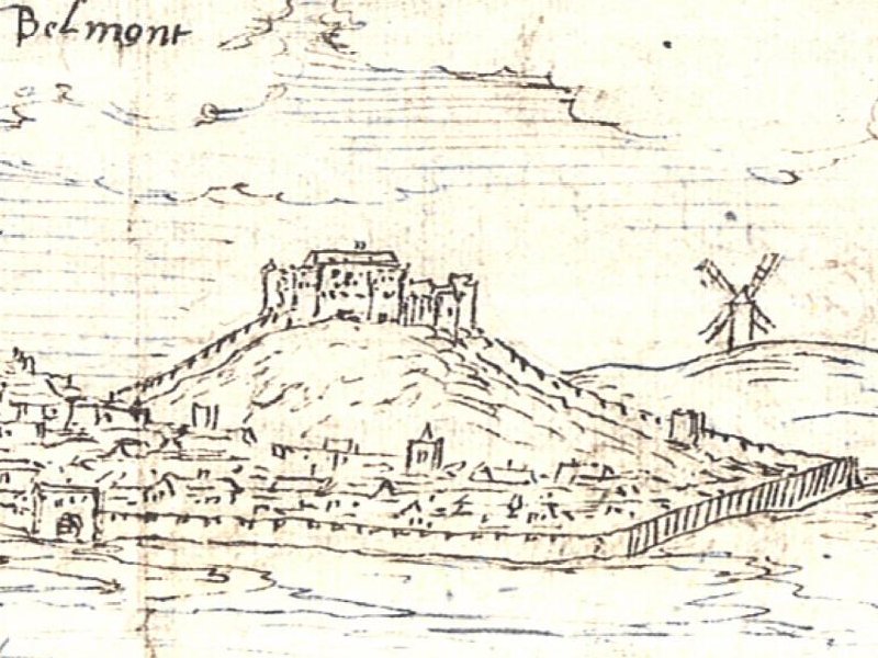 Castillo de Belmonte - Castillo de Belmonte. Dibujo antiguo