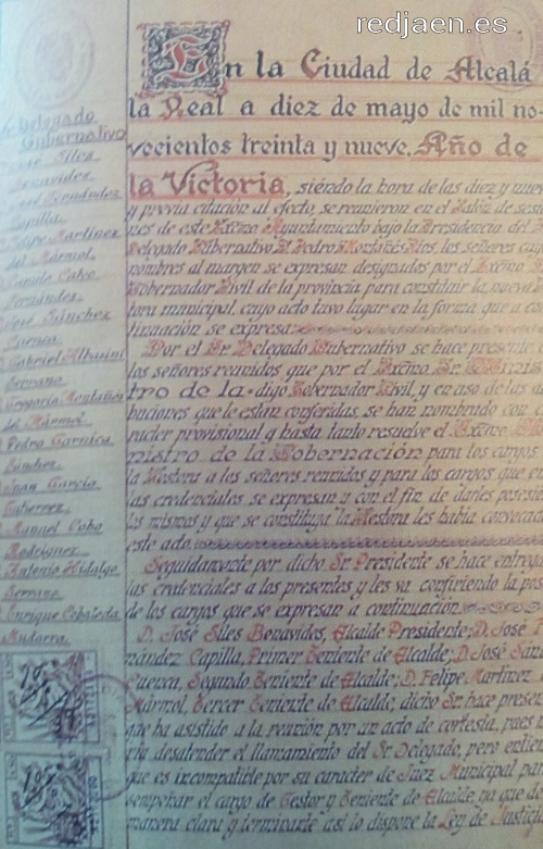 Historia de Alcal la Real - Historia de Alcal la Real. Libro de Actas del bando nacional de 1939