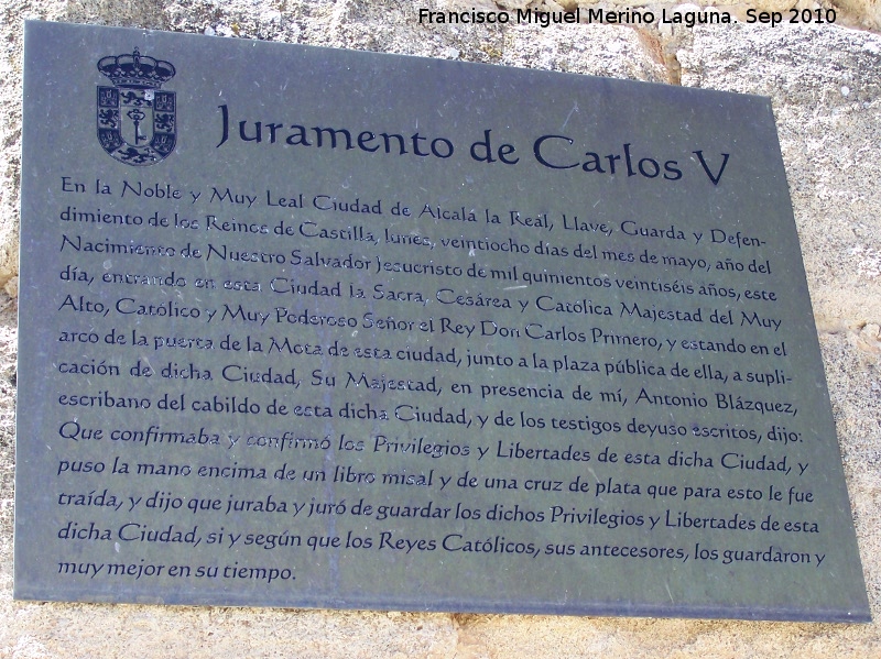 Historia de Alcal la Real - Historia de Alcal la Real. Juramento de Carlos I