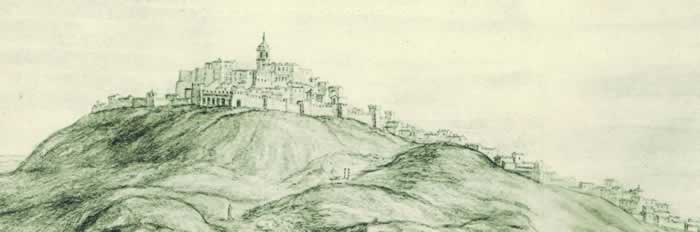 La Mota - La Mota. Vista de Alcal la Real acuarela que Pier Baldi 1668
