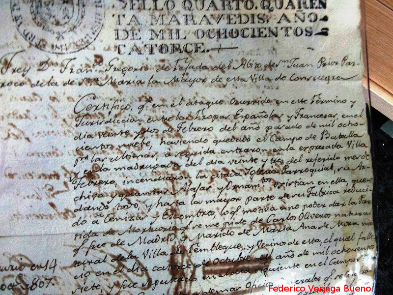 Historia de Consuegra - Historia de Consuegra. Documento perteneciente a Don Federico Verjaga Bueno de la Batalla de Consuegra