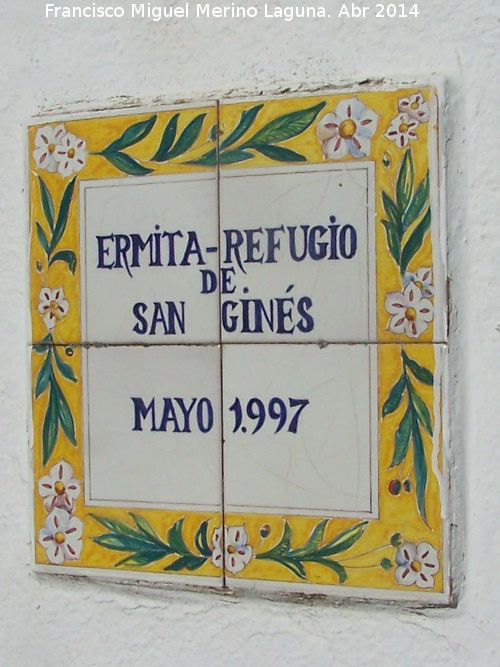 Ermita de San Gins - Ermita de San Gins. Placa