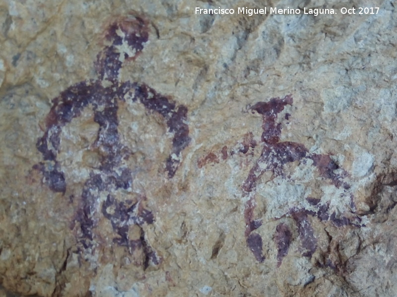 Pinturas rupestres de la Cueva del Hornillo de la Solana - Pinturas rupestres de la Cueva del Hornillo de la Solana. Pareja de antropomorfos