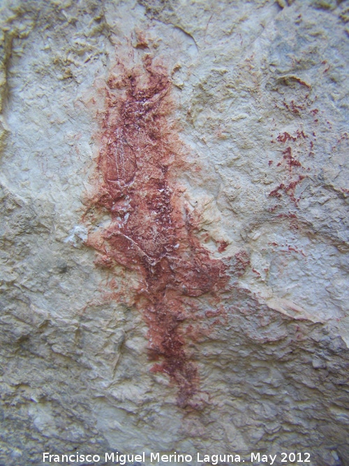 Pinturas rupestres de la Caada de la Corcuela - Pinturas rupestres de la Caada de la Corcuela. Mancha baja de color rojo