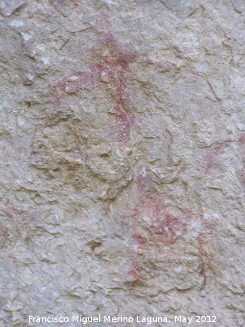 Pinturas rupestres de la Caada de la Corcuela - Pinturas rupestres de la Caada de la Corcuela. Antropomorfo bajo izquierdo capturando a las cabras
