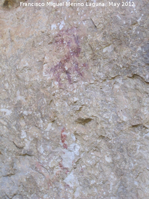 Pinturas rupestres de la Caada de la Corcuela - Pinturas rupestres de la Caada de la Corcuela. Cabra y restos