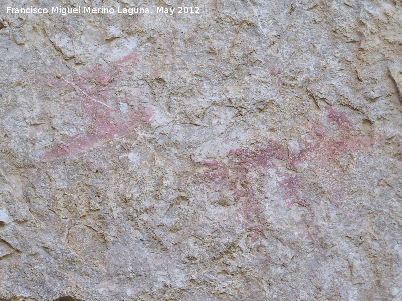Pinturas rupestres de la Caada de la Corcuela - Pinturas rupestres de la Caada de la Corcuela. Antropomorfo y cabra