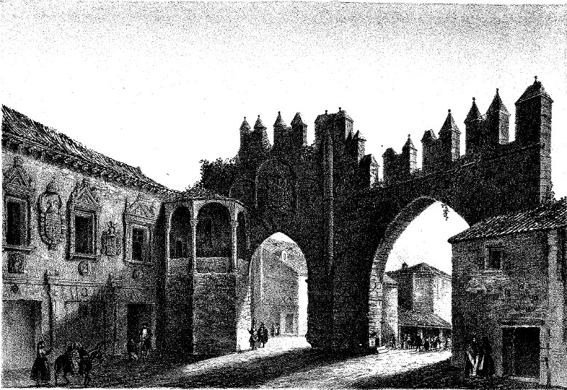 Arco de Villalar y Puerta de Jan - Arco de Villalar y Puerta de Jan. Dibujo de F. J. Parcerisa 1850