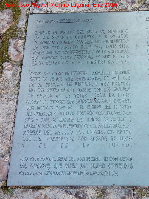 Casa Consistoriales Alta - Casa Consistoriales Alta. Placa en el suelo de la plaza