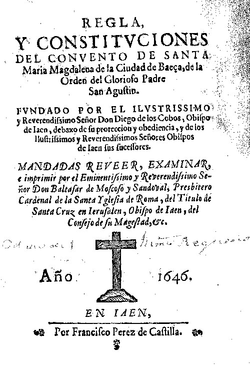 Convento de La Magdalena - Convento de La Magdalena. Regla de 1646