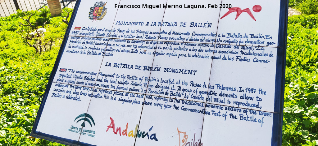 Monumento a la Batalla de Bail�n - Monumento a la Batalla de Bail�n. Placa