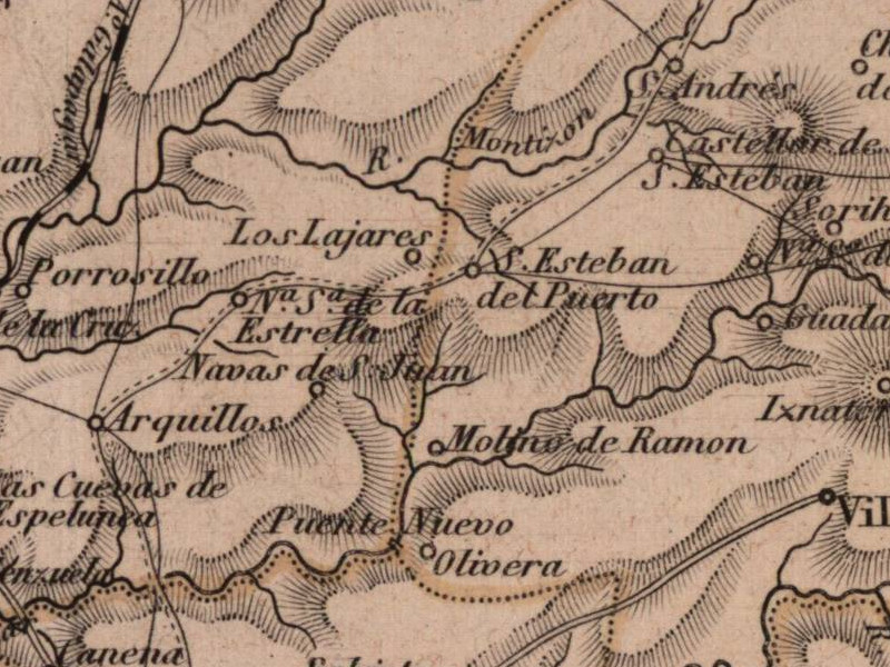 Puente de Olvera - Puente de Olvera. Mapa 1862